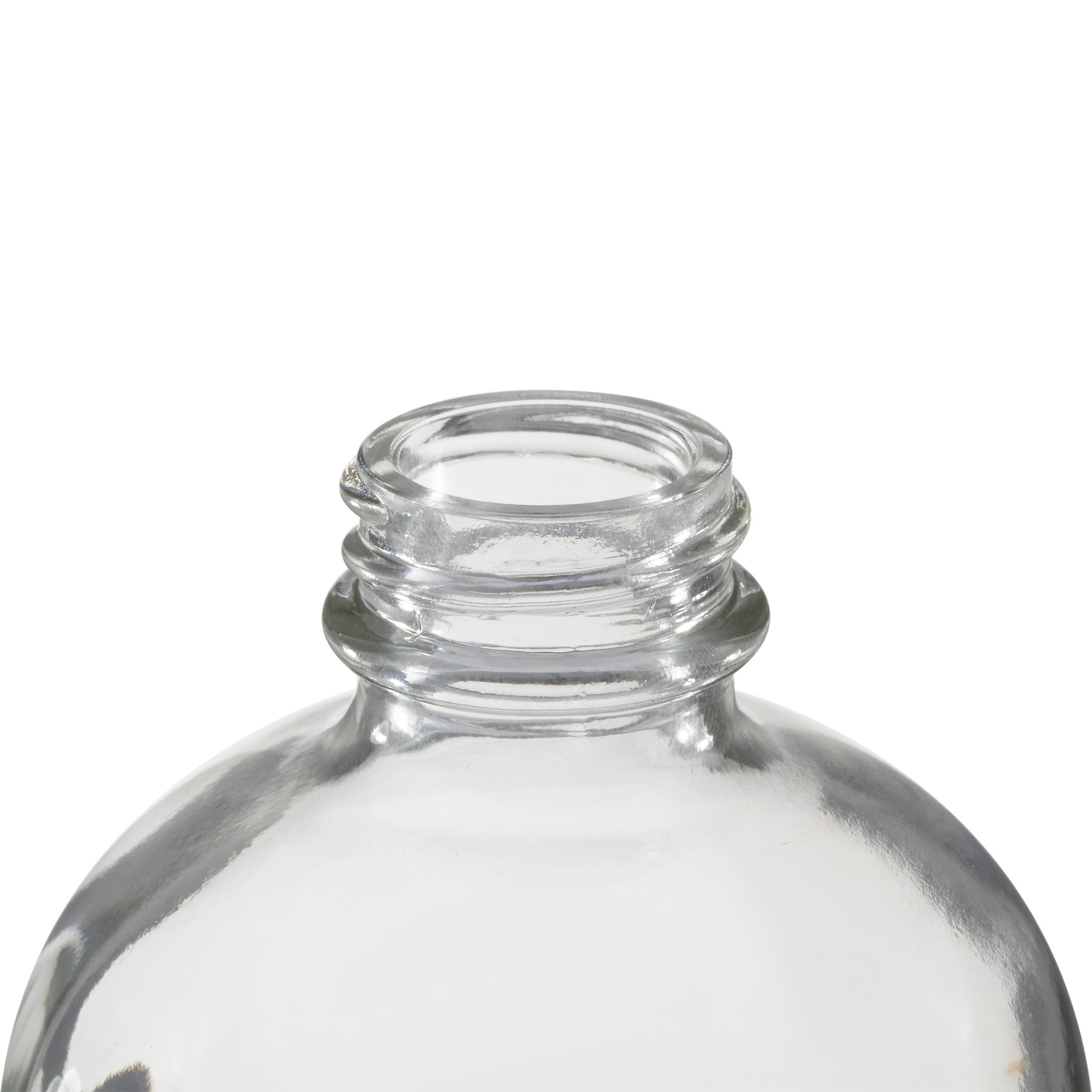 16oz (480ml) Flint (Clear) Boston Round Glass Bottle - 28-400 Neck